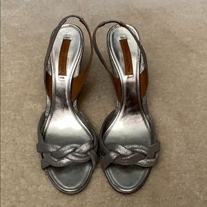 BCBG Silver Sling back Heels